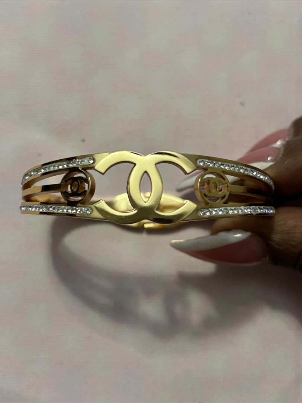 CC Gold-Tone Diamond Bangle Bracelet